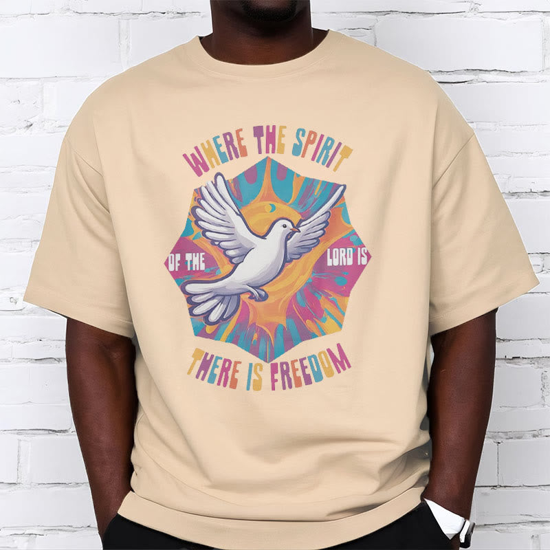 Christiandiscipleshop Colorful Style Dove and Bible Verse Short Sleeve Washed T-shirt