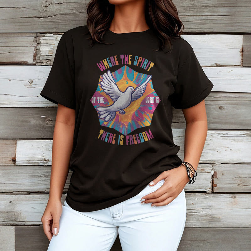 Christiandiscipleshop Colorful Style Dove and Bible Verse Short Sleeve Washed T-shirt