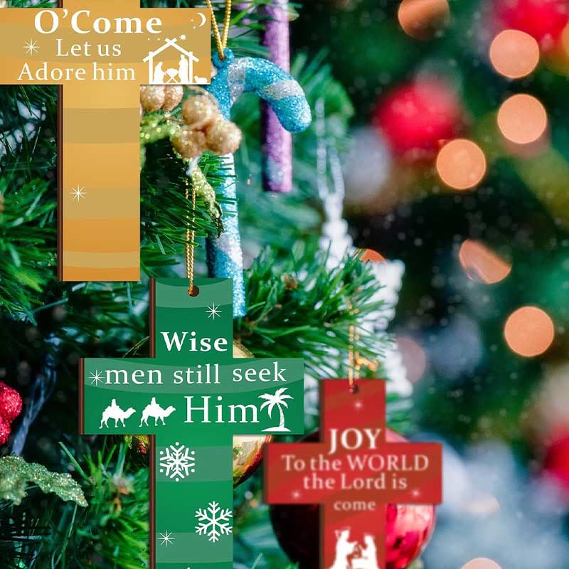 christiandiscipleshop Modern Style Cross Shaped Love Jesus Christmas Faith-Inspired Hanging Ornaments