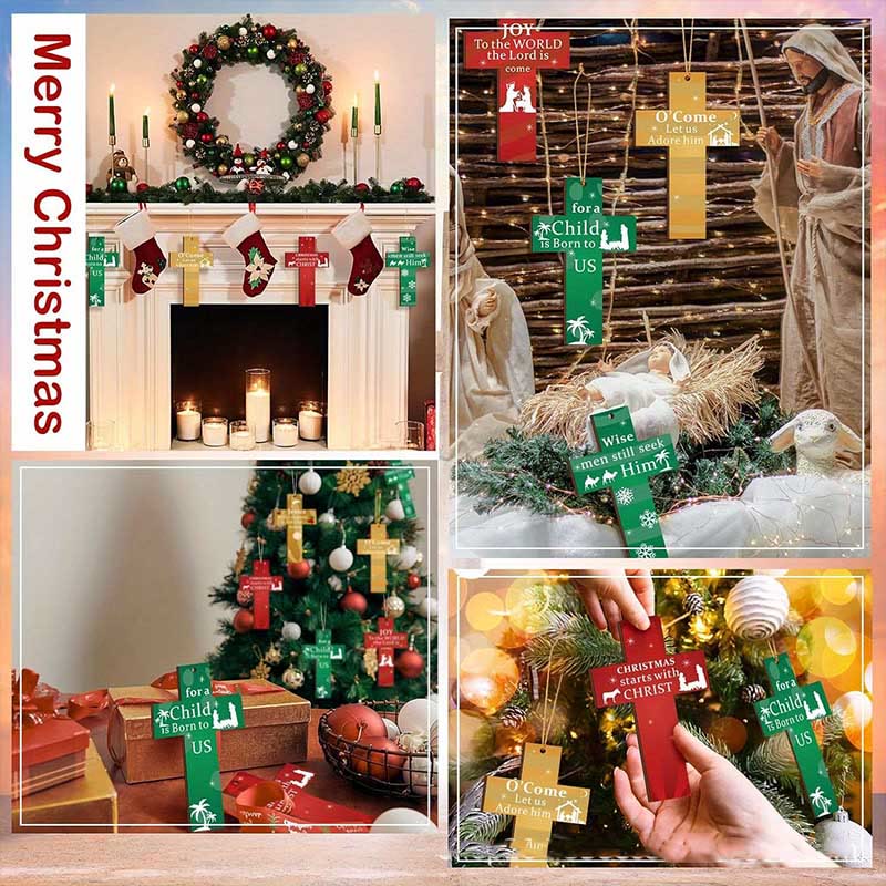 christiandiscipleshop Modern Style Cross Shaped Love Jesus Christmas Faith-Inspired Hanging Ornaments
