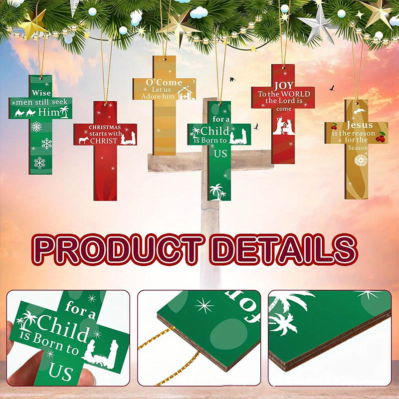 christiandiscipleshop Modern Style Cross Shaped Love Jesus Christmas Faith-Inspired Hanging Ornaments