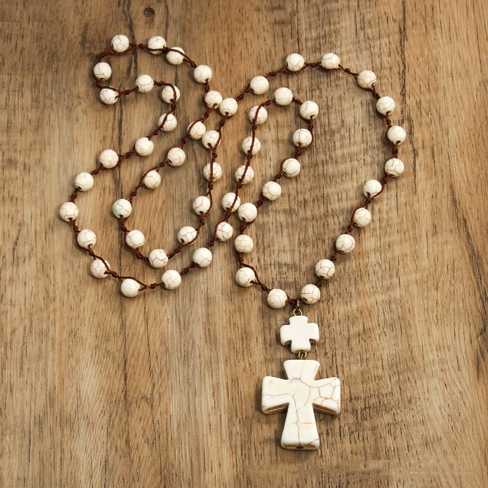 Christiandiscipleshop Folk Style Turquoise Braided Cross Pendant Necklace