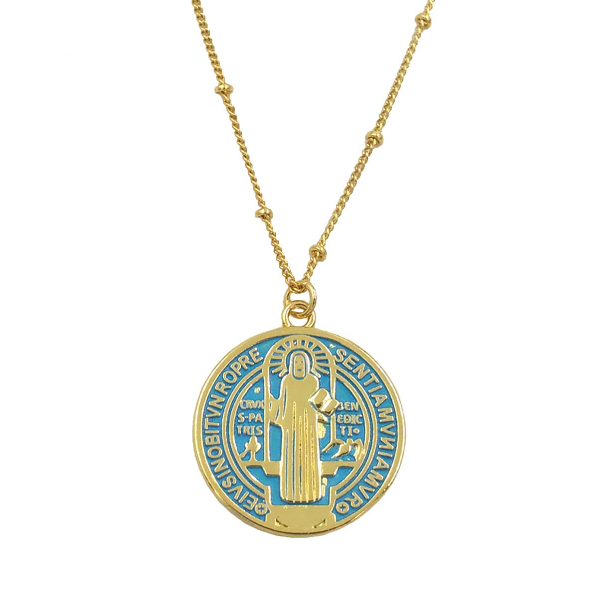 Christiandiscipleshop Refined Style St. Benedict Gold Plated Brass Pendant Necklace