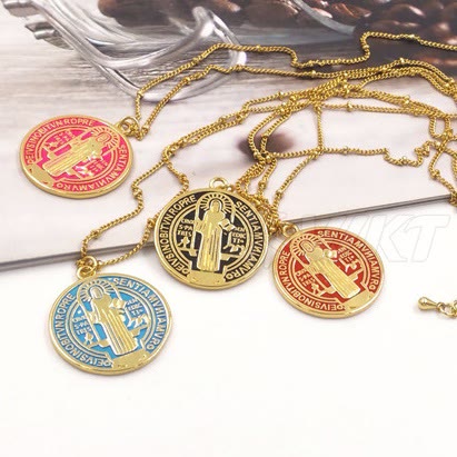 Christiandiscipleshop Refined Style St. Benedict Gold Plated Brass Pendant Necklace