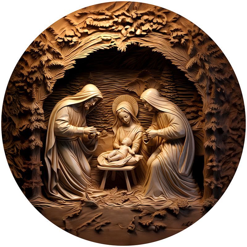 Christianartworkshop Brown Series 8 Styles Christ Nativity Festive Decor Hanging Ornaments C