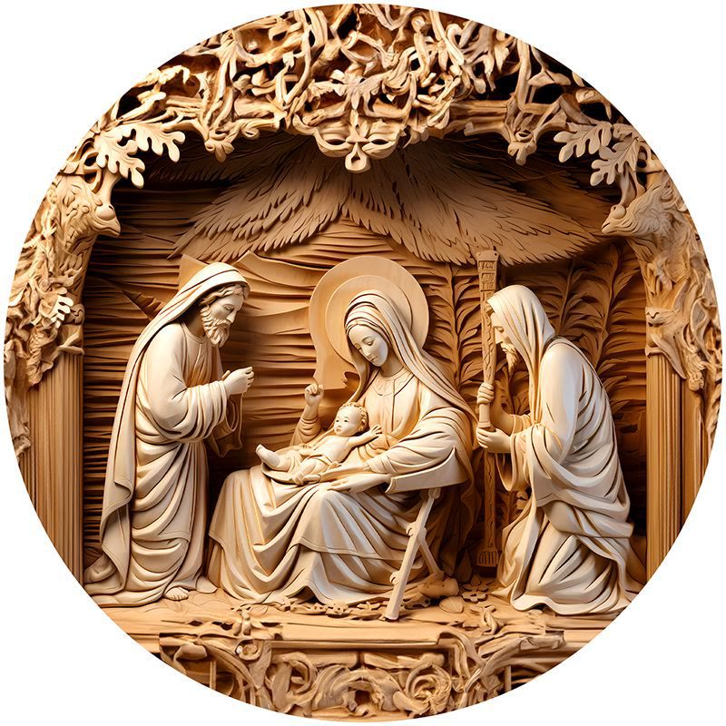 Christianartworkshop Brown Series 8 Styles Christ Nativity Festive Decor Hanging Ornaments D