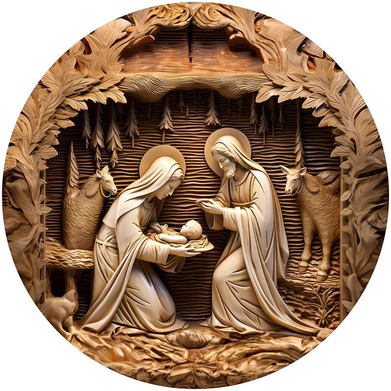 Christianartworkshop Brown Series 8 Styles Christ Nativity Festive Decor Hanging Ornaments F