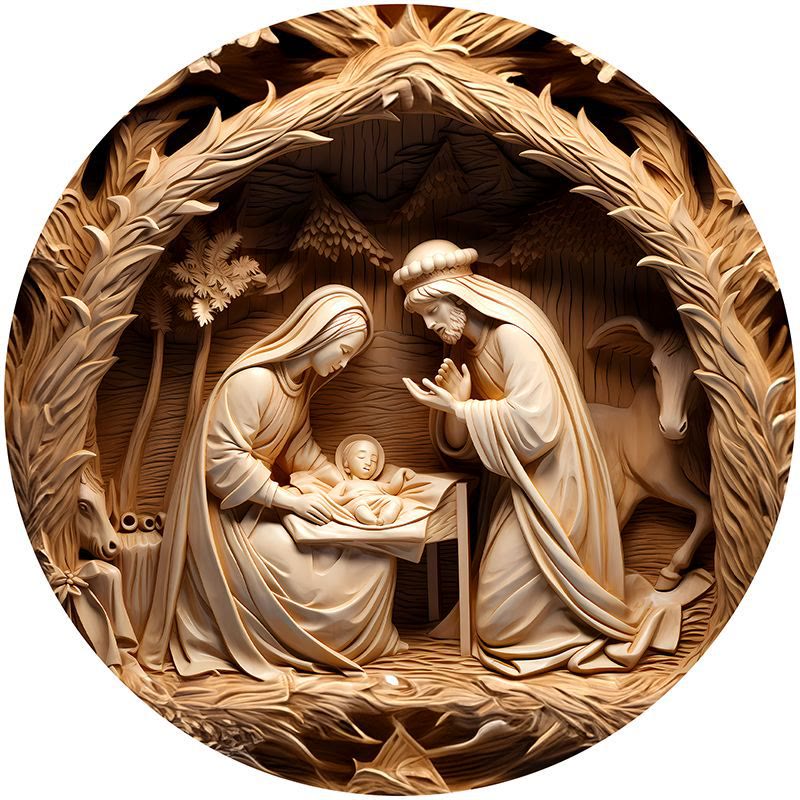 Christianartworkshop Brown Series 8 Styles Christ Nativity Festive Decor Hanging Ornaments H