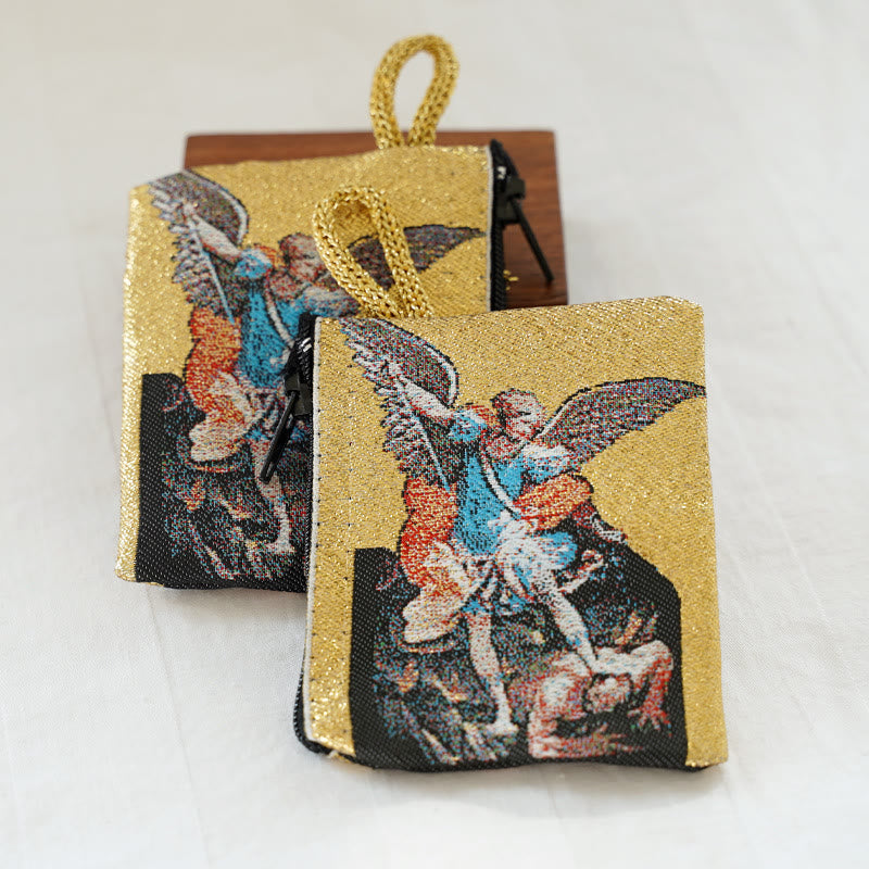 Christiandiscipleshop Retro Classic Style Holy Saint Icon Cotton Double-sided Pattern Jewelry Pouches