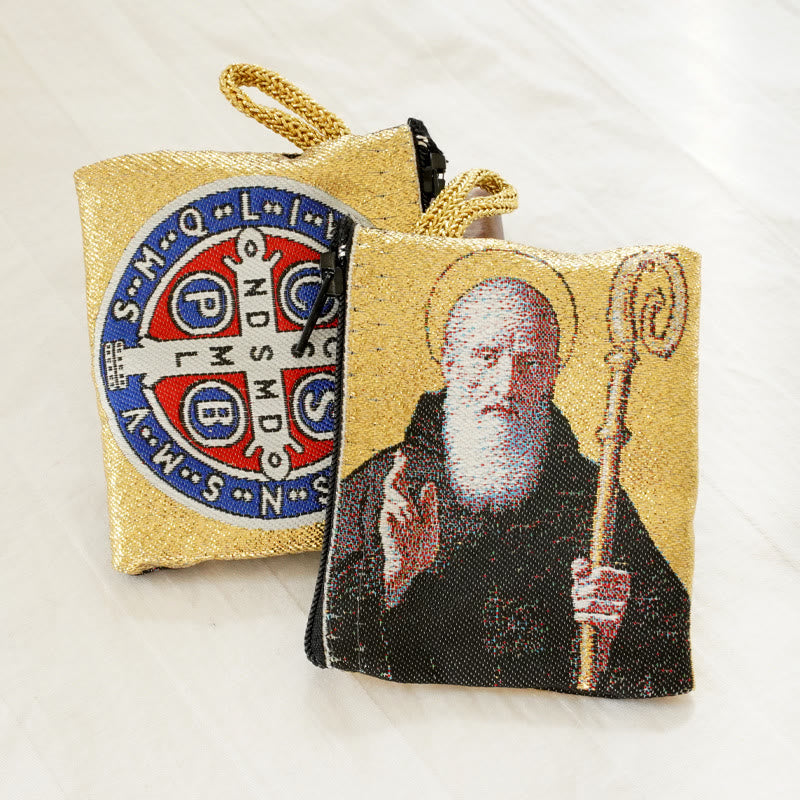 Christiandiscipleshop Retro Classic Style Holy Saint Icon Cotton Double-sided Pattern Jewelry Pouches