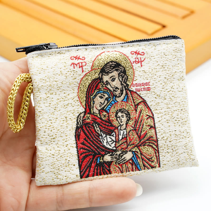 Christiandiscipleshop Retro Classic Style Holy Saint Icon Cotton Double-sided Pattern Jewelry Pouches