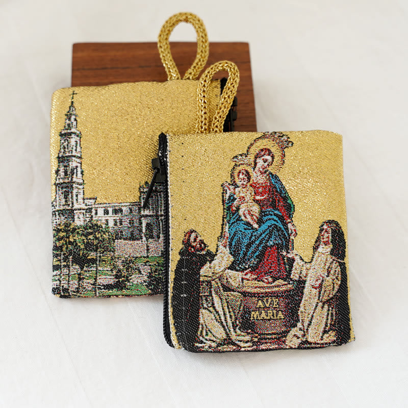 Christiandiscipleshop Retro Classic Style Holy Saint Icon Cotton Double-sided Pattern Jewelry Pouches