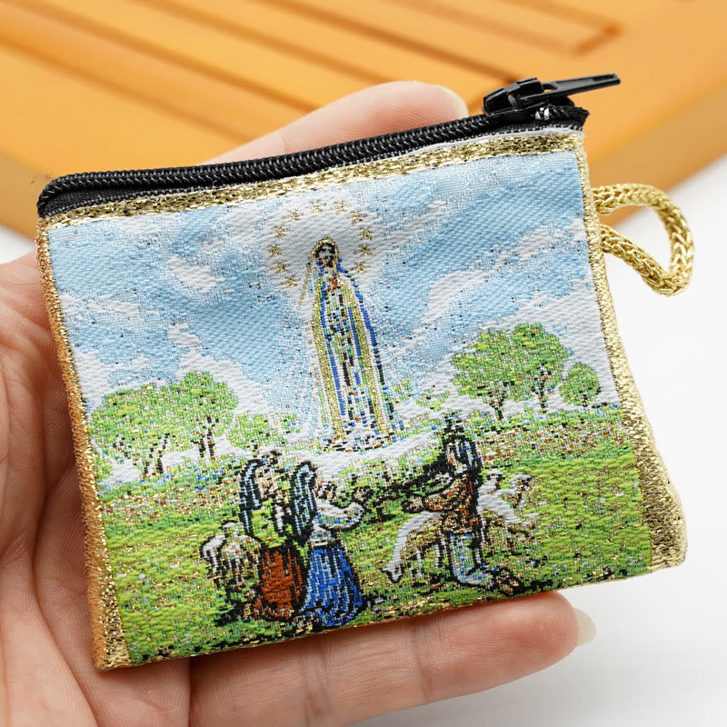 Christiandiscipleshop Retro Classic Style Holy Saint Icon Cotton Double-sided Pattern Jewelry Pouches