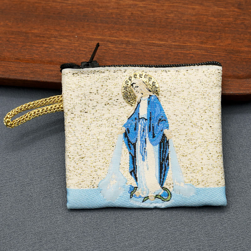 Christiandiscipleshop Retro Classic Style Holy Saint Icon Cotton Double-sided Pattern Jewelry Pouches