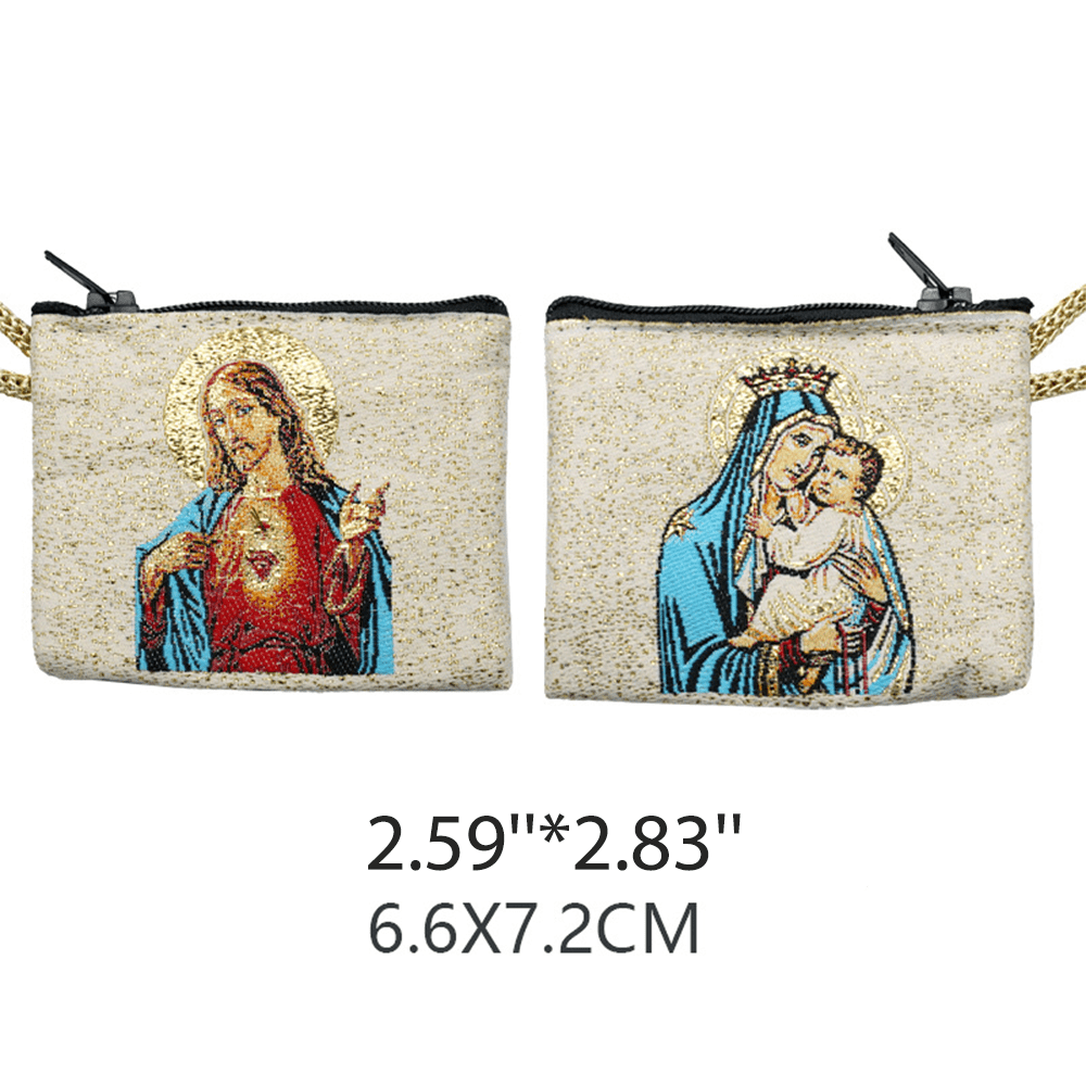 Christiandiscipleshop Retro Classic Style Holy Saint Icon Cotton Double-sided Pattern Jewelry Pouches