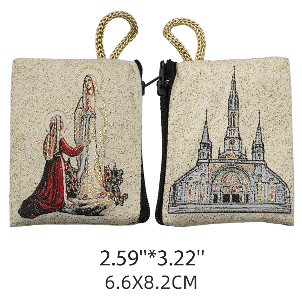 Christiandiscipleshop Retro Classic Style Holy Saint Icon Cotton Double-sided Pattern Jewelry Pouches