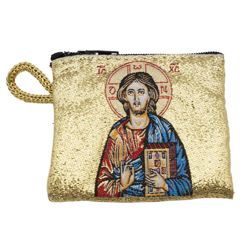 Christiandiscipleshop Retro Classic Style Holy Saint Icon Cotton Double-sided Pattern Jewelry Pouches