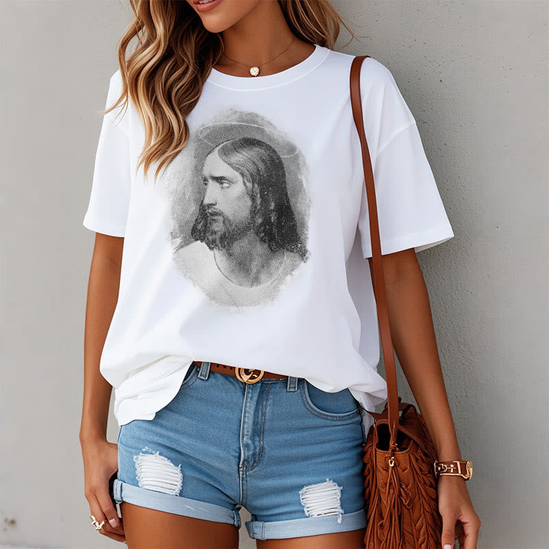 Christiandiscipleshop Retro Style the Halo Jesus Short Sleeve Washed T-shirt