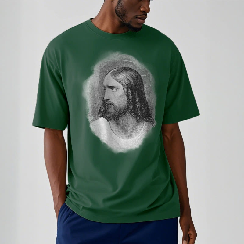 Christiandiscipleshop Retro Style the Halo Jesus Short Sleeve Washed T-shirt