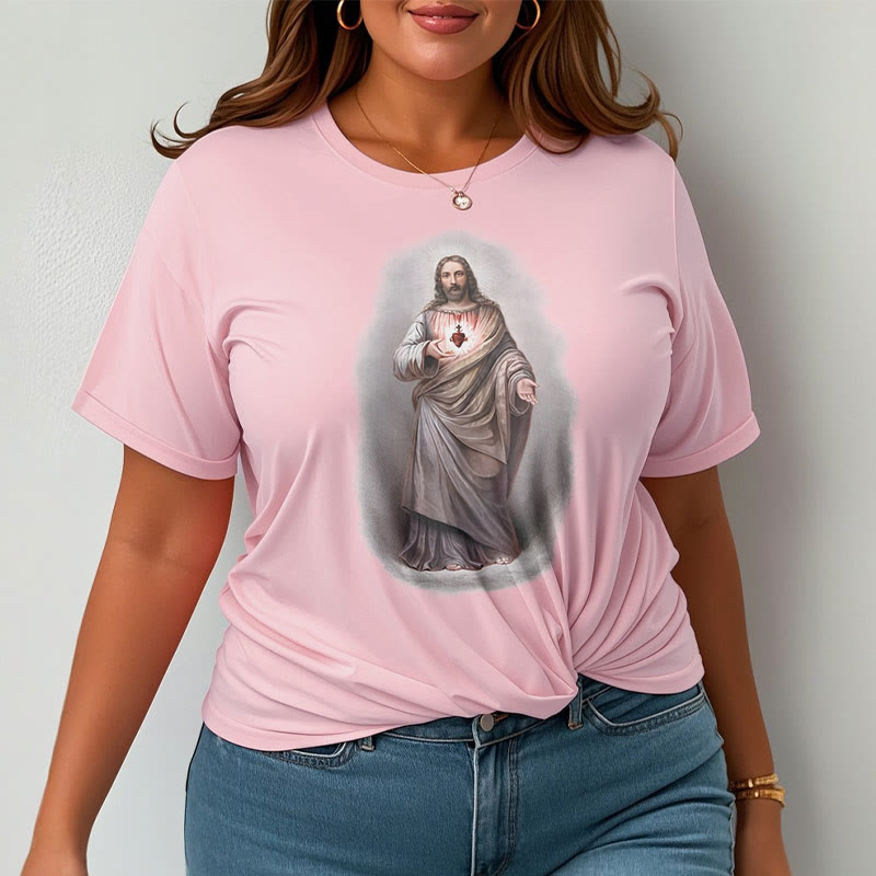 Christiandiscipleshop Retro Style Sacred Heart Short Sleeve Washed T-shirt