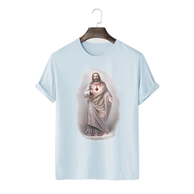 Christiandiscipleshop Retro Style Sacred Heart Short Sleeve Washed T-shirt