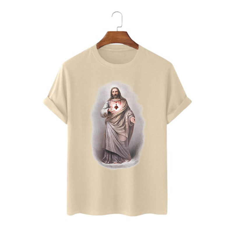 Christiandiscipleshop Retro Style Sacred Heart Short Sleeve Washed T-shirt