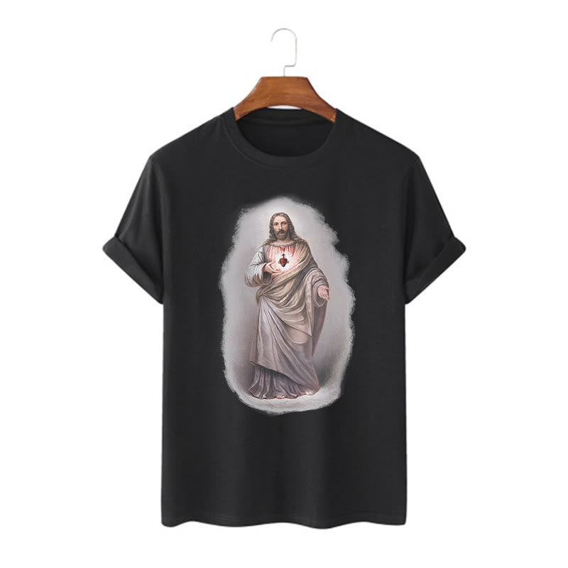 Christiandiscipleshop Retro Style Sacred Heart Short Sleeve Washed T-shirt