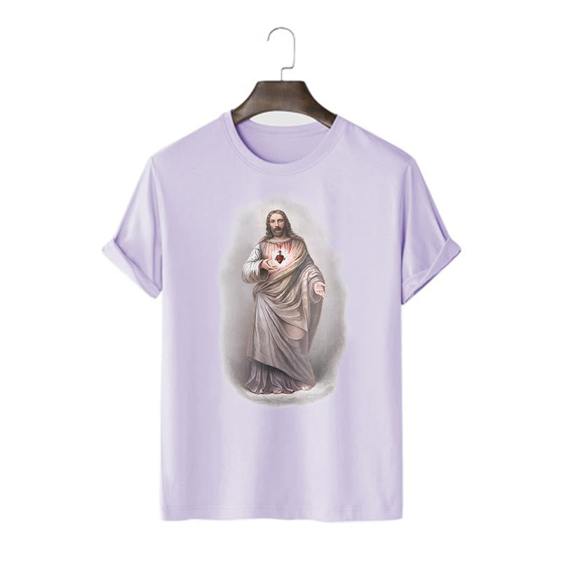 Christiandiscipleshop Retro Style Sacred Heart Short Sleeve Washed T-shirt