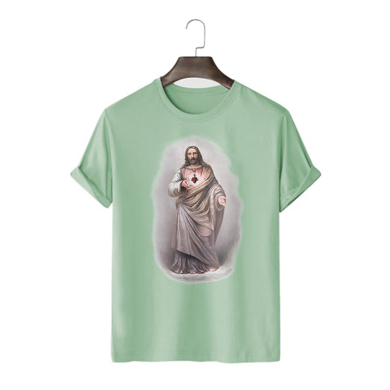 Christiandiscipleshop Retro Style Sacred Heart Short Sleeve Washed T-shirt