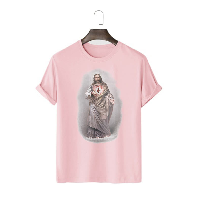 Christiandiscipleshop Retro Style Sacred Heart Short Sleeve Washed T-shirt