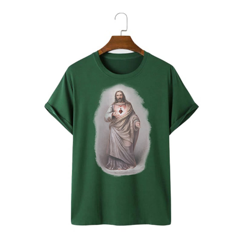 Christiandiscipleshop Retro Style Sacred Heart Short Sleeve Washed T-shirt