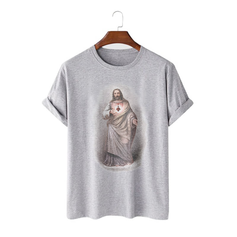 Christiandiscipleshop Retro Style Sacred Heart Short Sleeve Washed T-shirt