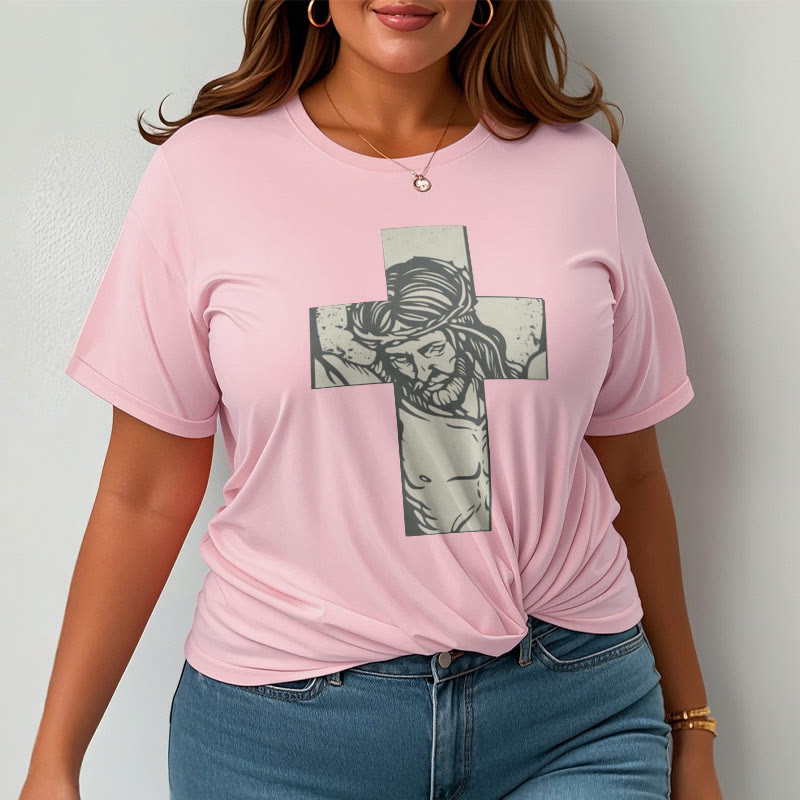 Christiandiscipleshop Retro Style Jesus on the Cross Short Sleeve Washed T-shirt
