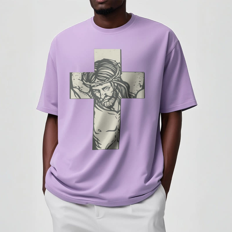 Christiandiscipleshop Retro Style Jesus on the Cross Short Sleeve Washed T-shirt