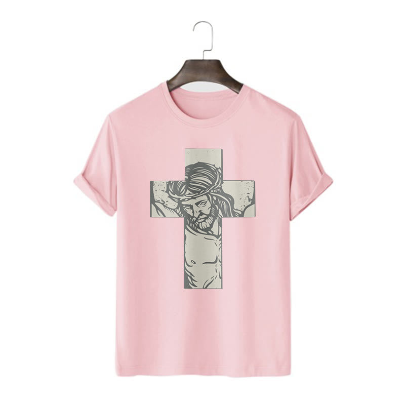 Christiandiscipleshop Retro Style Jesus on the Cross Short Sleeve Washed T-shirt