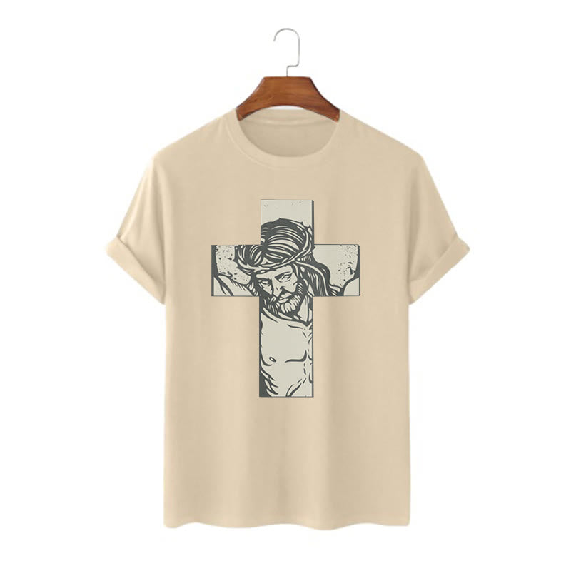 Christiandiscipleshop Retro Style Jesus on the Cross Short Sleeve Washed T-shirt