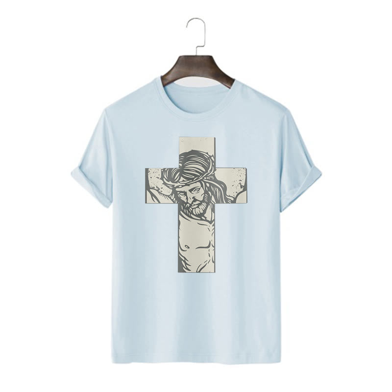 Christiandiscipleshop Retro Style Jesus on the Cross Short Sleeve Washed T-shirt