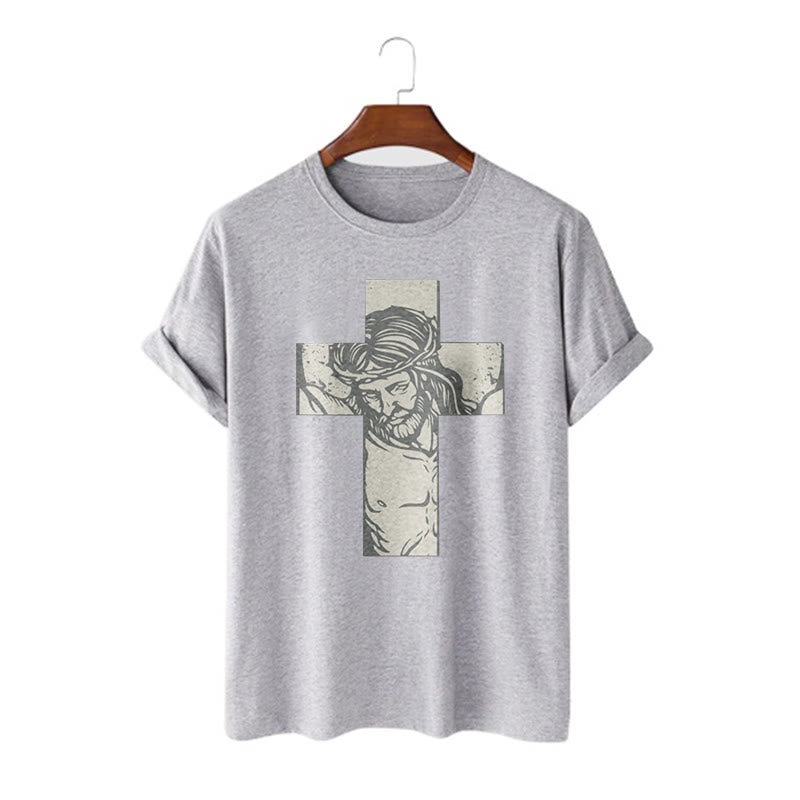 Christiandiscipleshop Retro Style Jesus on the Cross Short Sleeve Washed T-shirt