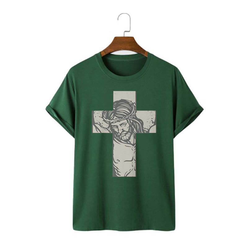 Christiandiscipleshop Retro Style Jesus on the Cross Short Sleeve Washed T-shirt