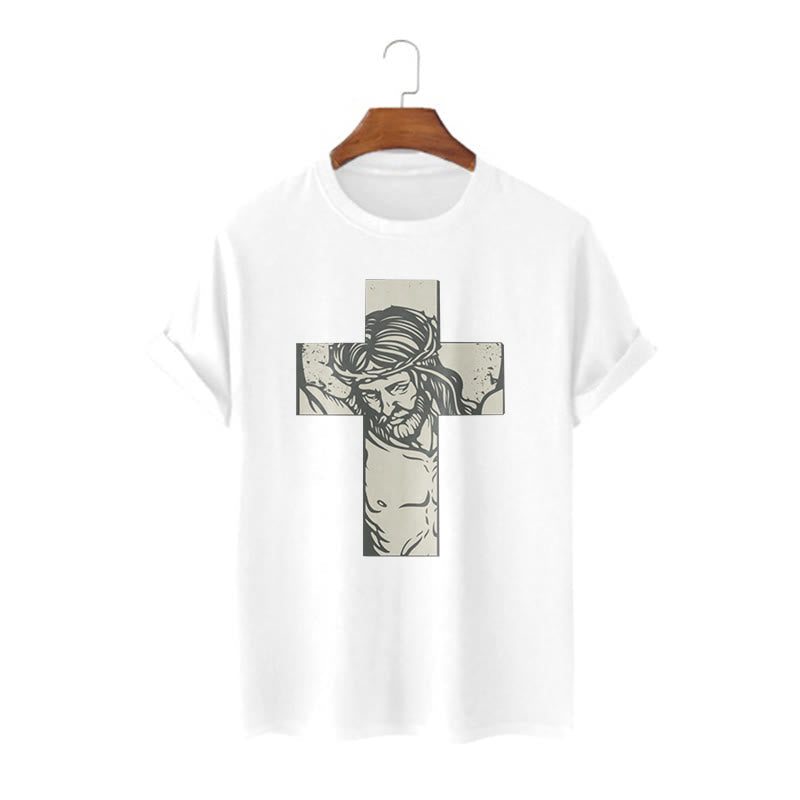 Christiandiscipleshop Retro Style Jesus on the Cross Short Sleeve Washed T-shirt