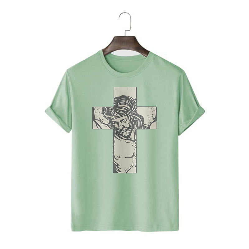 Christiandiscipleshop Retro Style Jesus on the Cross Short Sleeve Washed T-shirt