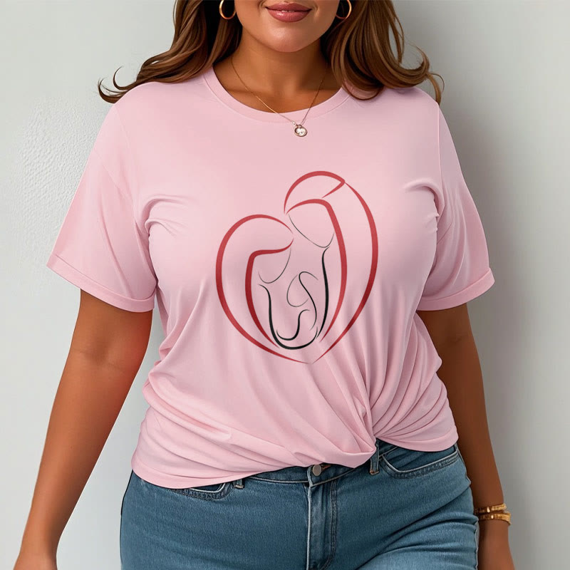 christiandiscipleshop Minimalist Style Sacred Family Heartline Art Short Sleeve Washed T-shirt