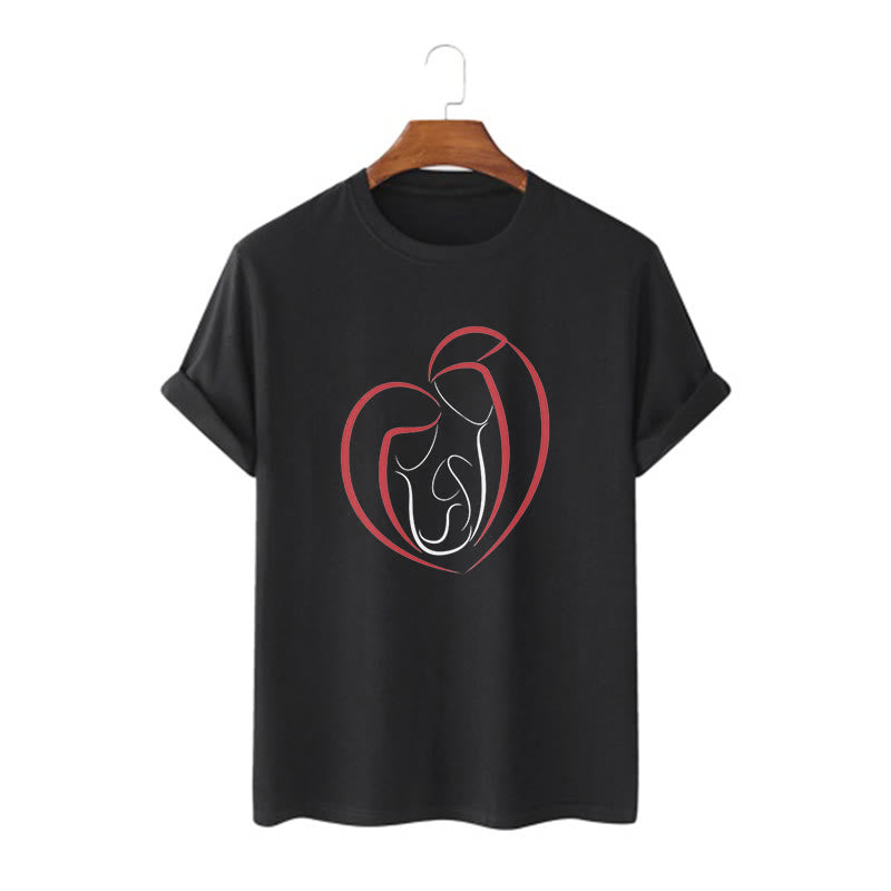 christiandiscipleshop Minimalist Style Sacred Family Heartline Art Short Sleeve Washed T-shirt