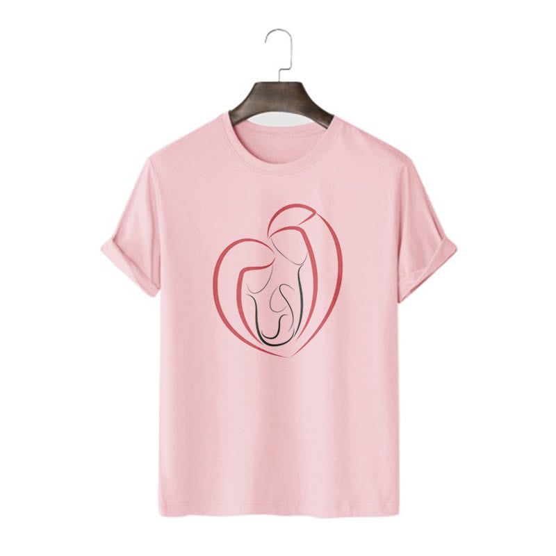 christiandiscipleshop Minimalist Style Sacred Family Heartline Art Short Sleeve Washed T-shirt