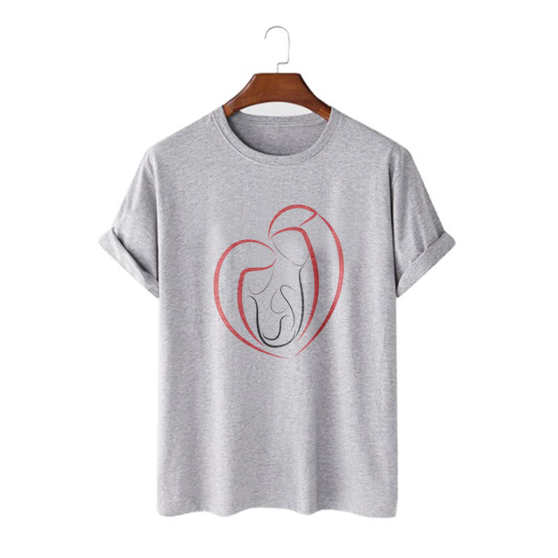 christiandiscipleshop Minimalist Style Sacred Family Heartline Art Short Sleeve Washed T-shirt