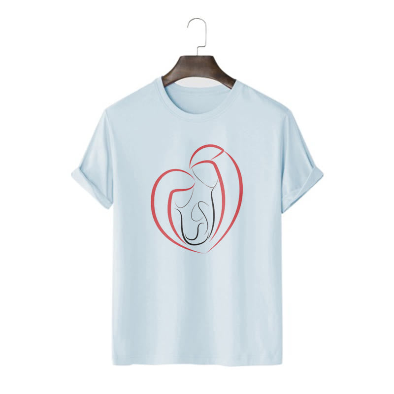 christiandiscipleshop Minimalist Style Sacred Family Heartline Art Short Sleeve Washed T-shirt