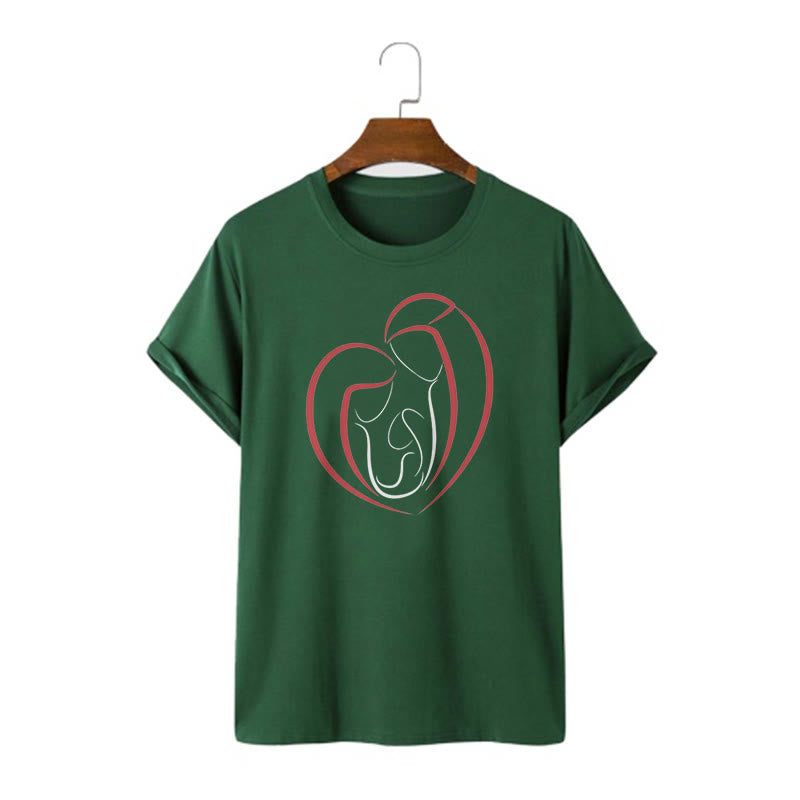 christiandiscipleshop Minimalist Style Sacred Family Heartline Art Short Sleeve Washed T-shirt