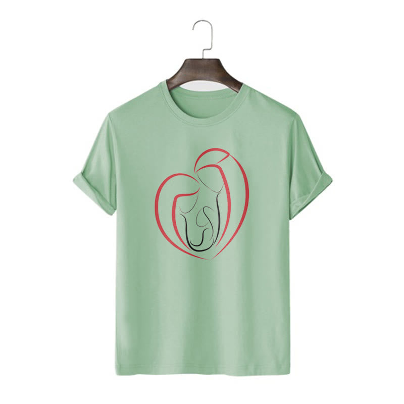 christiandiscipleshop Minimalist Style Sacred Family Heartline Art Short Sleeve Washed T-shirt