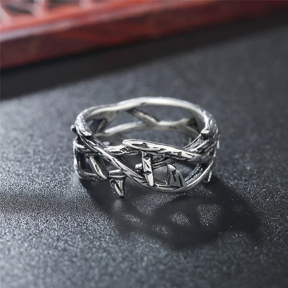 Christiandiscipleshop Crafted Retro Style Jesus Crown of Thorns Titanium Steel Ring