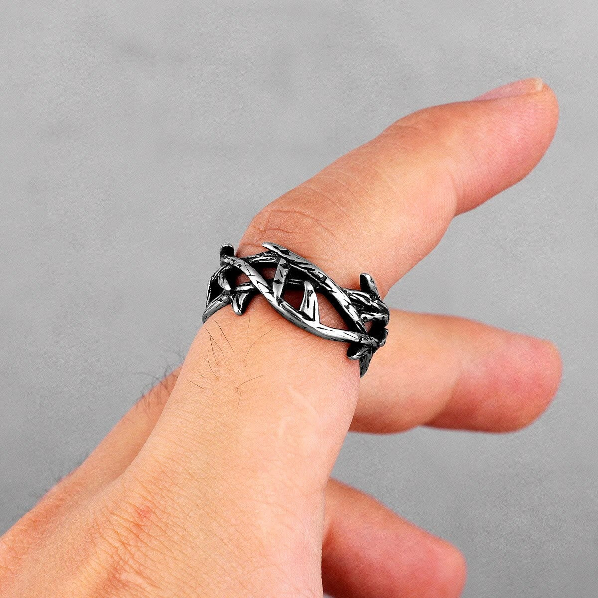 Christiandiscipleshop Crafted Retro Style Jesus Crown of Thorns Titanium Steel Ring
